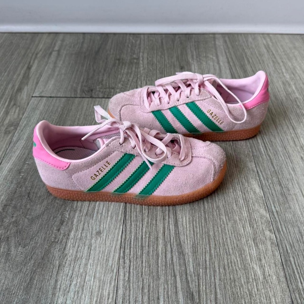 Adidas Kids Pink & Green Gazelle Sneakers